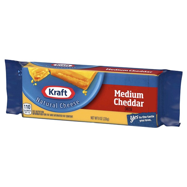 slide 15 of 17, Kraft Medium Cheddar Cheese, 8 oz Block, 8 oz