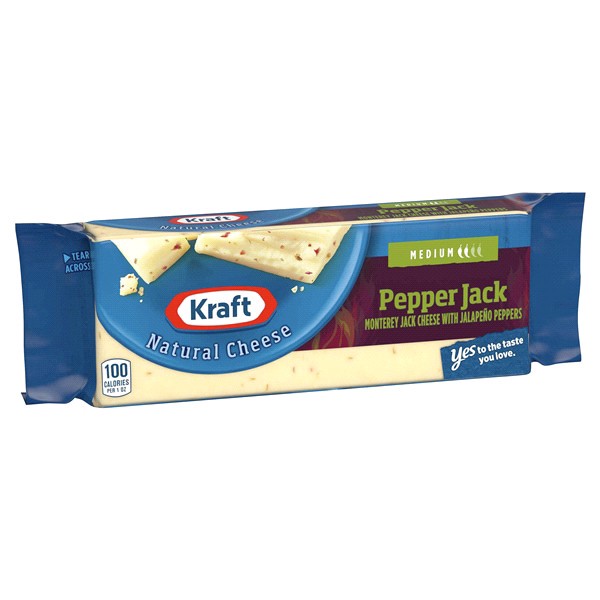 slide 2 of 17, Kraft Pepper Jack Medium Cheese, 8 oz Block, 8 oz