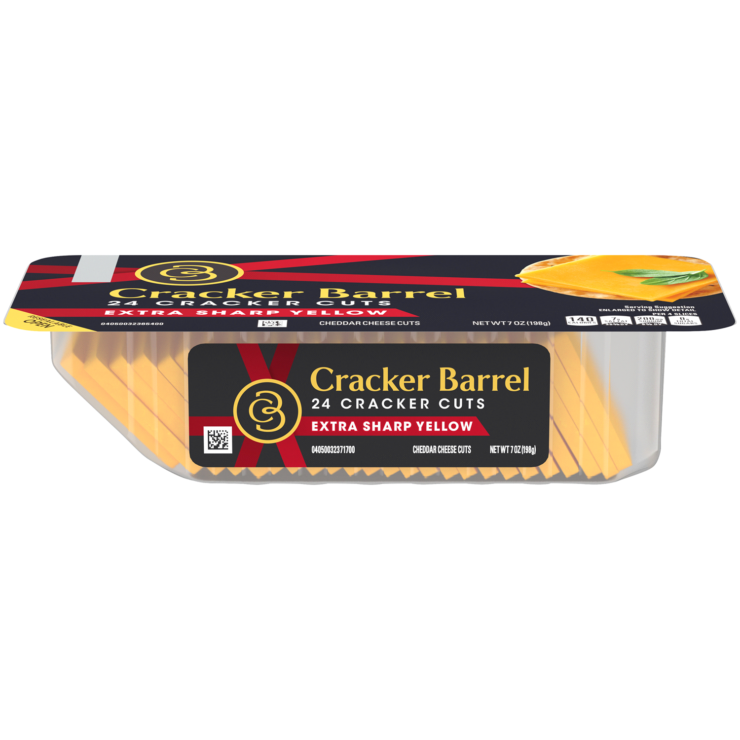 slide 1 of 4, Cracker Barrel Cracker Cuts Extra Sharp Yellow Cheddar Cheese Slices, 24 ct Tray, 24 ct