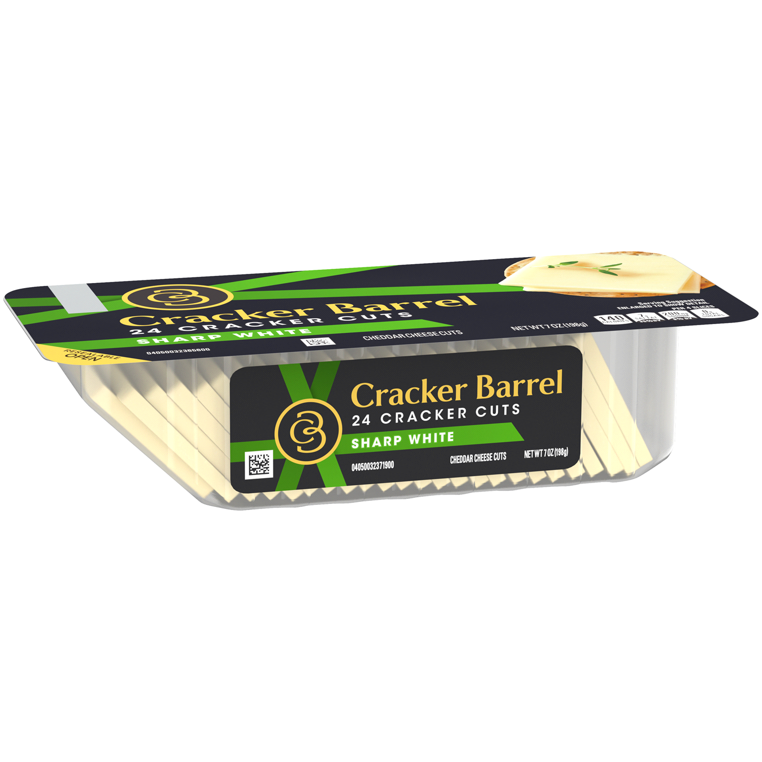 slide 2 of 4, Cracker Barrel Cracker Cuts Sharp White Cheddar Cheese Slices, 24 ct Tray, 24 ct