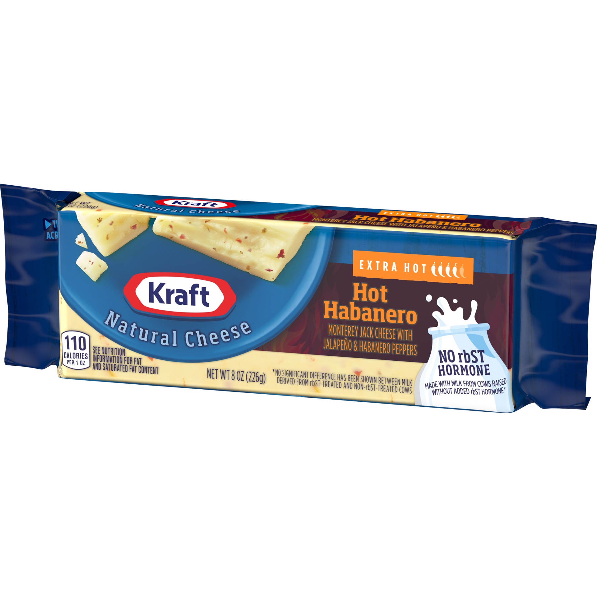 slide 4 of 6, Kraft Hot Habanero Monterey Jack Cheese with Extra Hot Jalapeno & Habanero Peppers Block, 8 oz