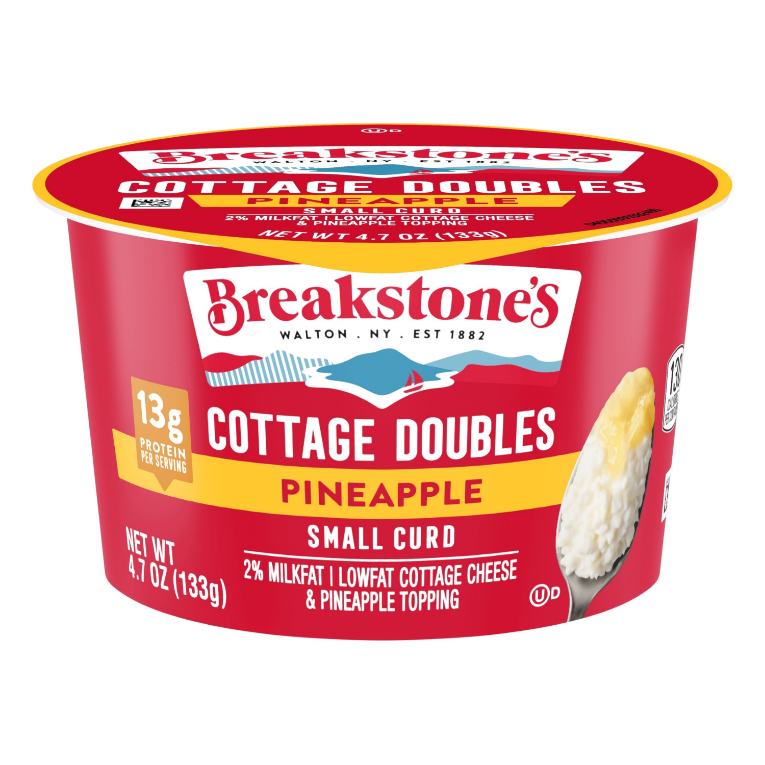 slide 1 of 4, Breakstone's Cottage Doubles, Lowfat, 2% Milkfat, Pineapple, Small Curd, 4.7 oz
