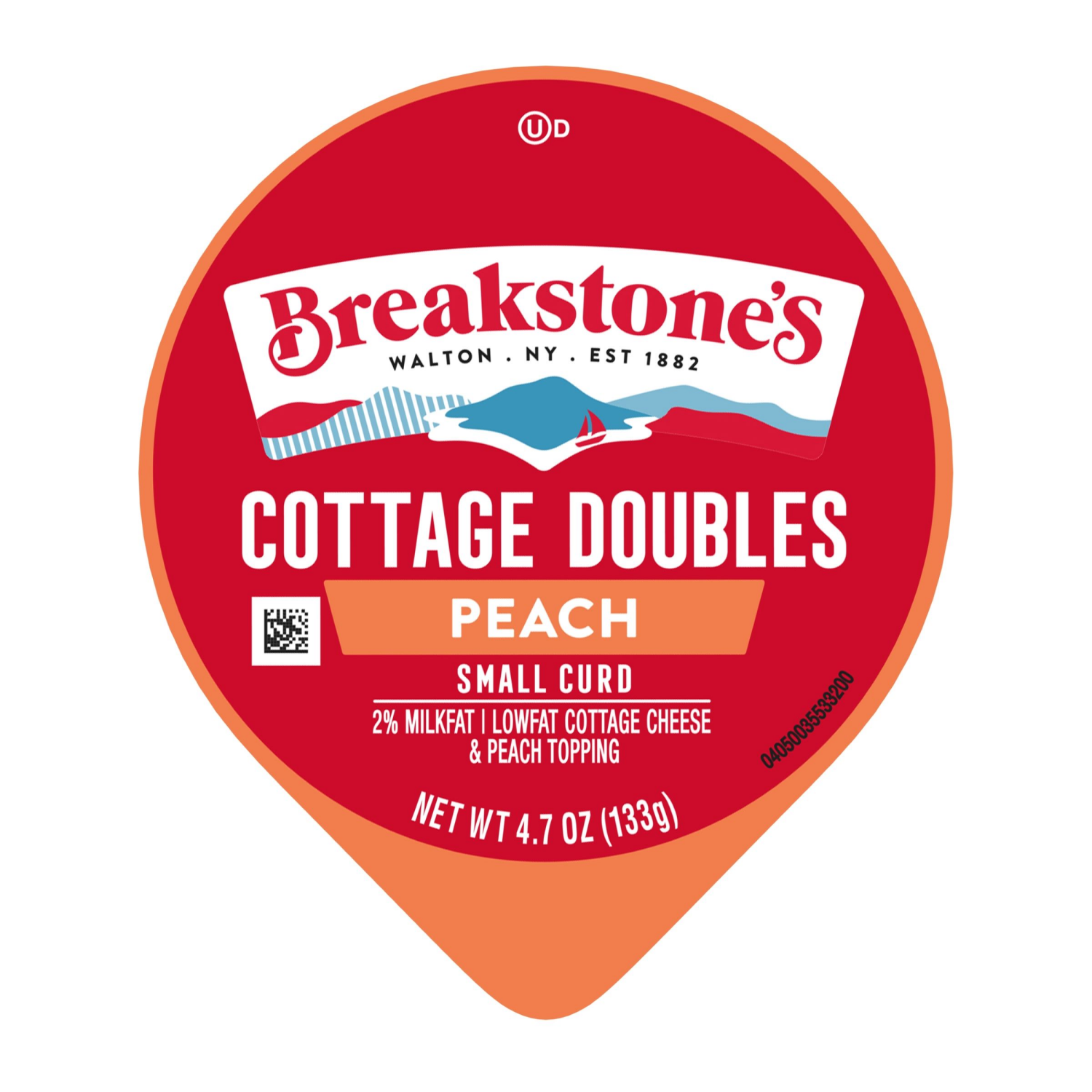 slide 4 of 4, Breakstone's Cottage Double, Peach, Lowfat, 2% Milkfat, Small Curd, 4.7 oz