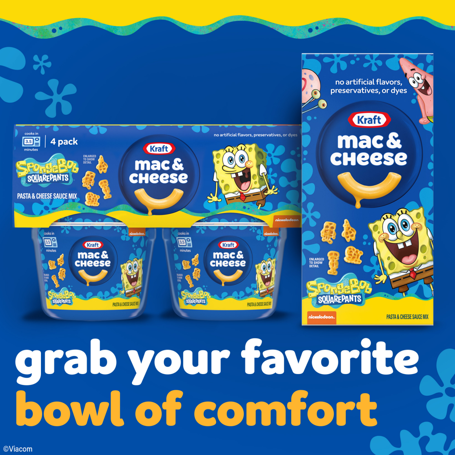 slide 3 of 8, Kraft Mac & Cheese Macaroni and Cheese Dinner SpongeBob SquarePants, 5.5 oz Box, 5.5 oz