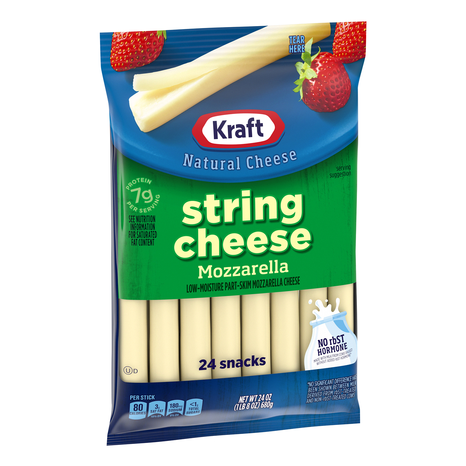 slide 3 of 4, Kraft String Cheese Mozzarella Cheese Snacks, 24 ct Sticks, 24 ct