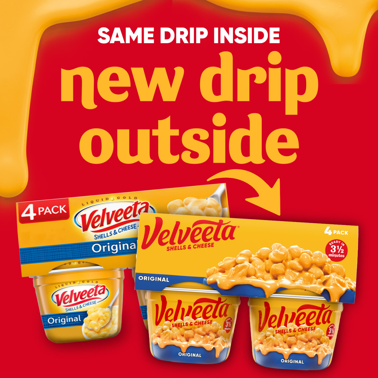slide 6 of 8, Velveeta Shells & Cheese Original Microwavable Shell Pasta & Cheese Sauce, 4 ct Pack, 2.39 oz Cups, 4 ct
