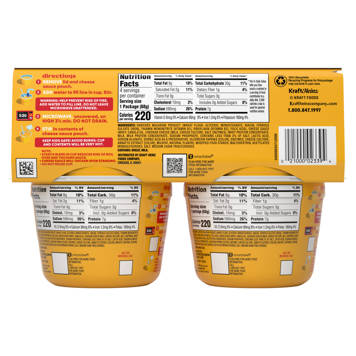 slide 8 of 8, Velveeta Shells & Cheese Original Microwavable Shell Pasta & Cheese Sauce, 4 ct Pack, 2.39 oz Cups, 4 ct