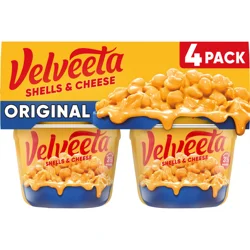 Velveeta Shells & Cheese Original Microwavable Shell Pasta & Cheese Sauce, 4 ct Pack, 2.39 oz Cups