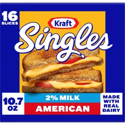 Kraft Singles American Cheese Slices with 2% Milk, 16 ct Pack