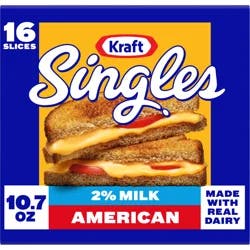 Kraft Singles American Cheese Slices with 2% Milk, 16 ct Pack