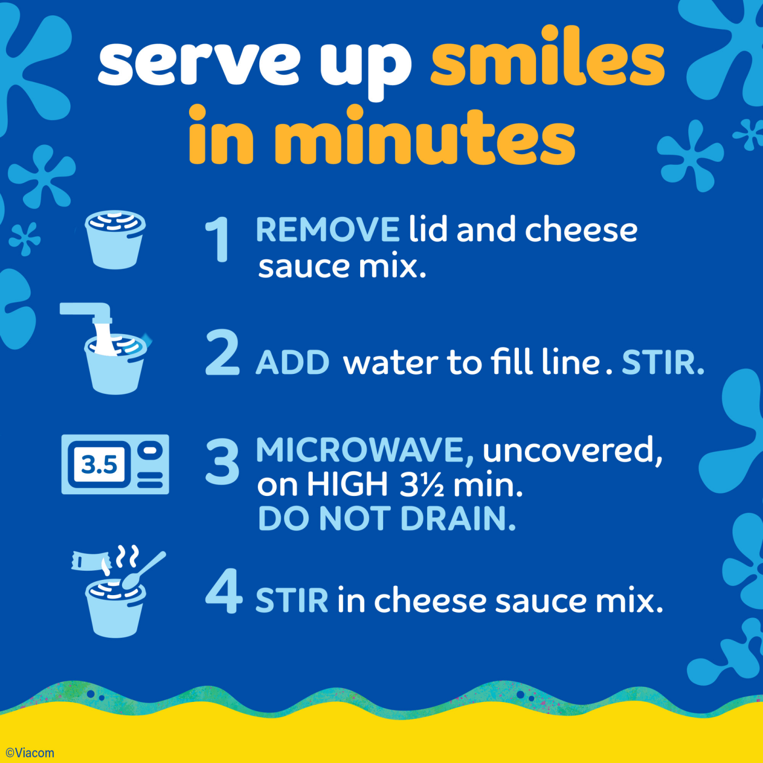 slide 6 of 8, Kraft SpongeBob SquarePants Mac and Cheese, 4 Cups, for Easy Dinner or Dinner Sides, Original Flavor, No Artificial Flavors, Preservatives or Dyes, 1.9 oz, 4 ct