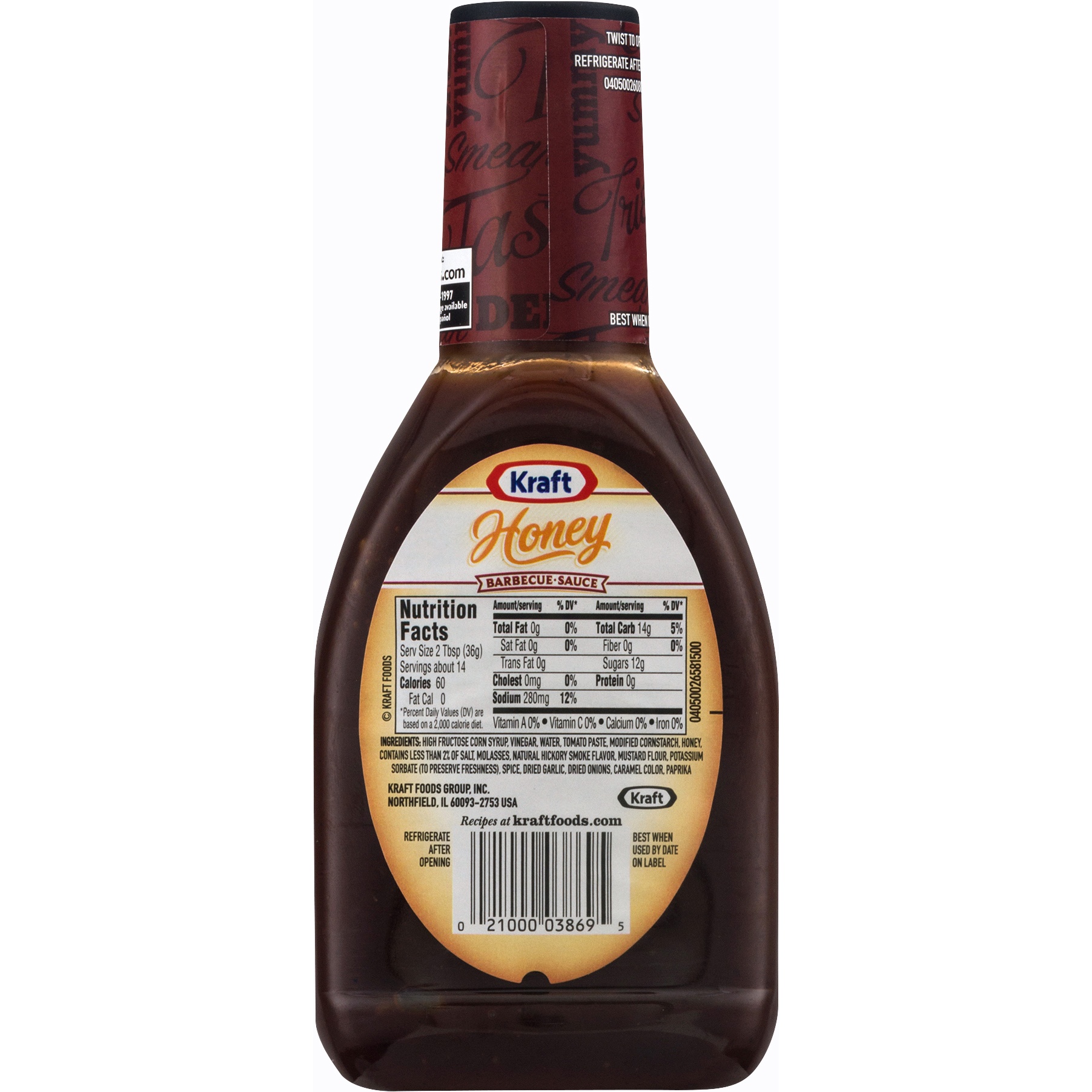 slide 4 of 4, Kraft Honey Barbecue Sauce Bottle, 17.5 oz