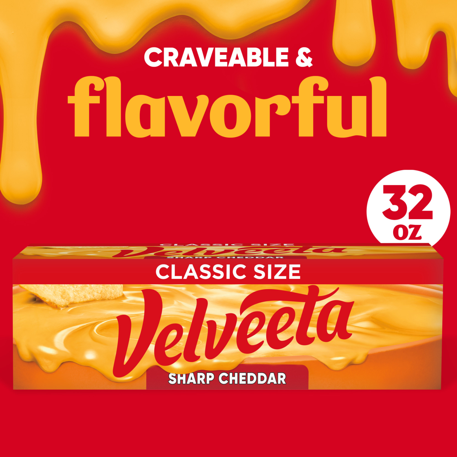 slide 8 of 8, Velveeta Sharp Cheddar Pasteurized Recipe Cheese Product, 32 oz Block, 32 oz