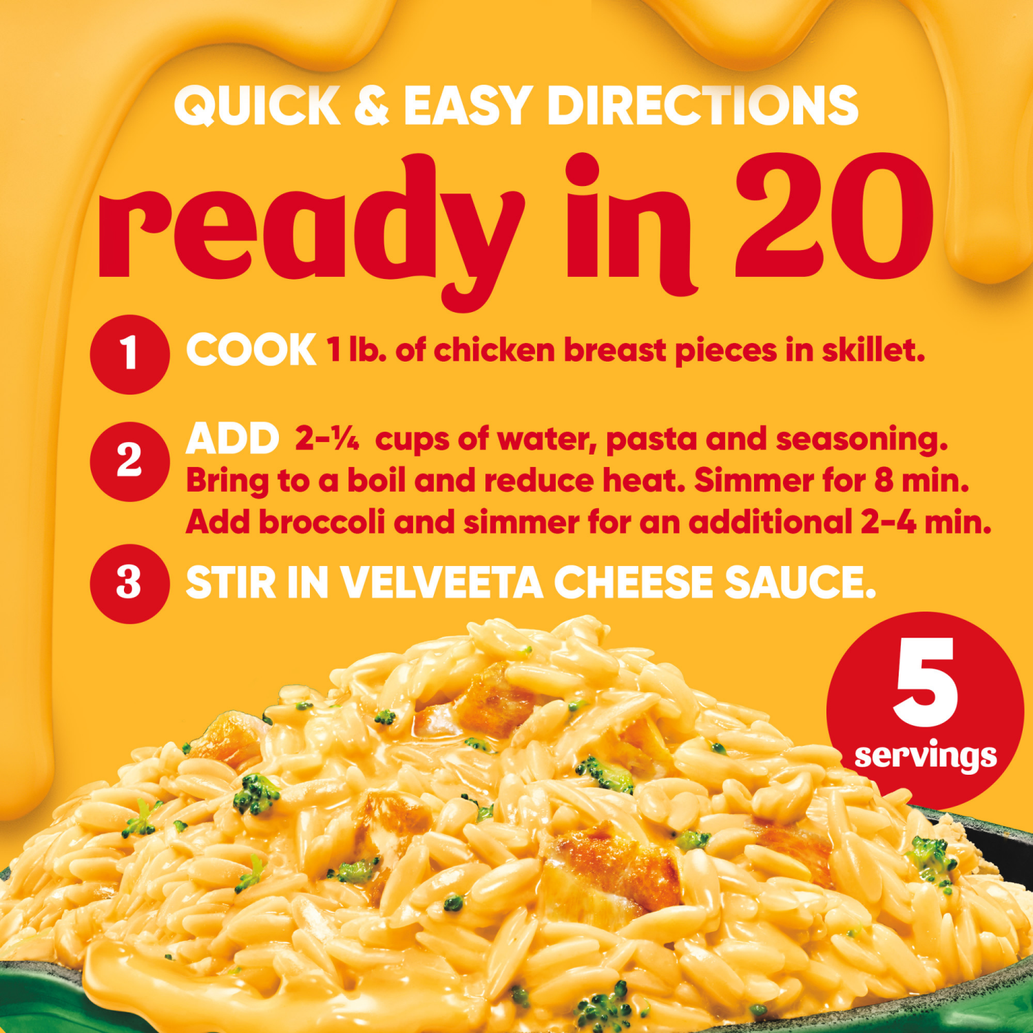 slide 8 of 8, Velveeta Skillets Chicken & Broccoli One Pan Dinner Kit, 13.6 oz Box, 13.6 oz
