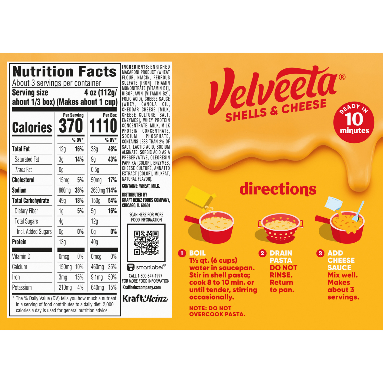 slide 2 of 8, Velveeta Shells & Cheese Original Shell Pasta & Cheese Sauce, 3 ct Pack, 12 oz Boxes, 3 ct