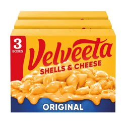 Kraft Velveeta Shells & Cheese Original Shell Pasta & Cheese Sauce, 3 Ct Pack, 12 Oz Boxes