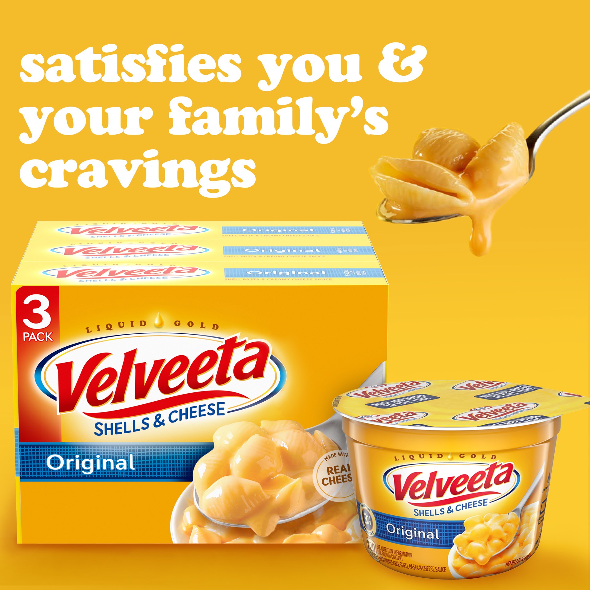 slide 8 of 12, Velveeta Shells & Cheese Original Shell Pasta & Cheese Sauce, 3 ct Pack, 12 oz Boxes, 3 ct