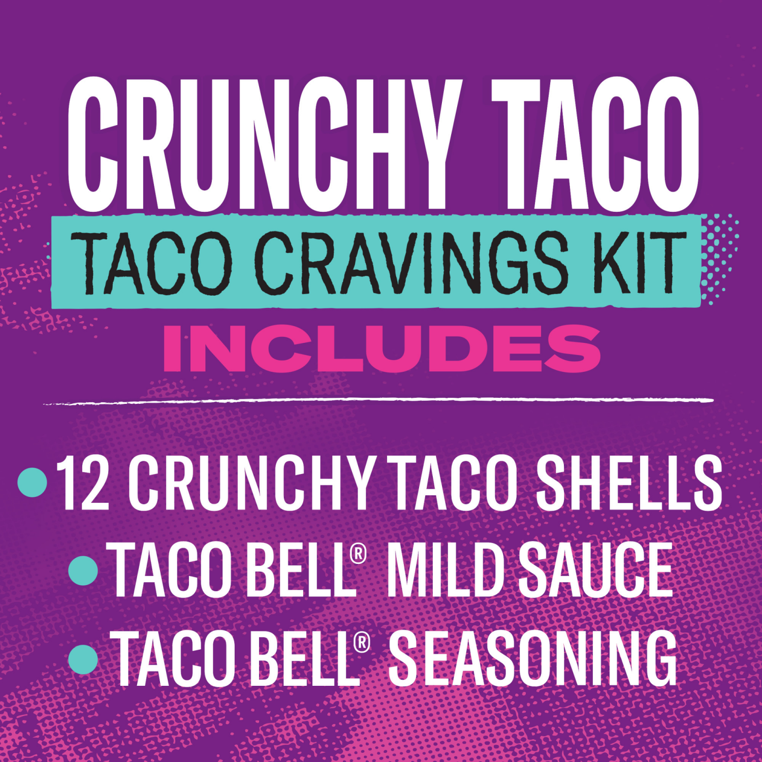 slide 6 of 8, Taco Bell Crunchy Taco Cravings Kit with 12 Crunchy Taco Shells, Taco Bell Mild Sauce & Seasoning, 8.85 oz Box, 8.85 oz