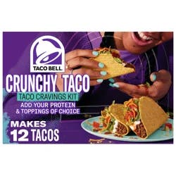 Taco Bell Crunchy Taco Cravings Kit with 12 Crunchy Taco Shells, Taco Bell Mild Sauce & Seasoning, 8.85 oz Box