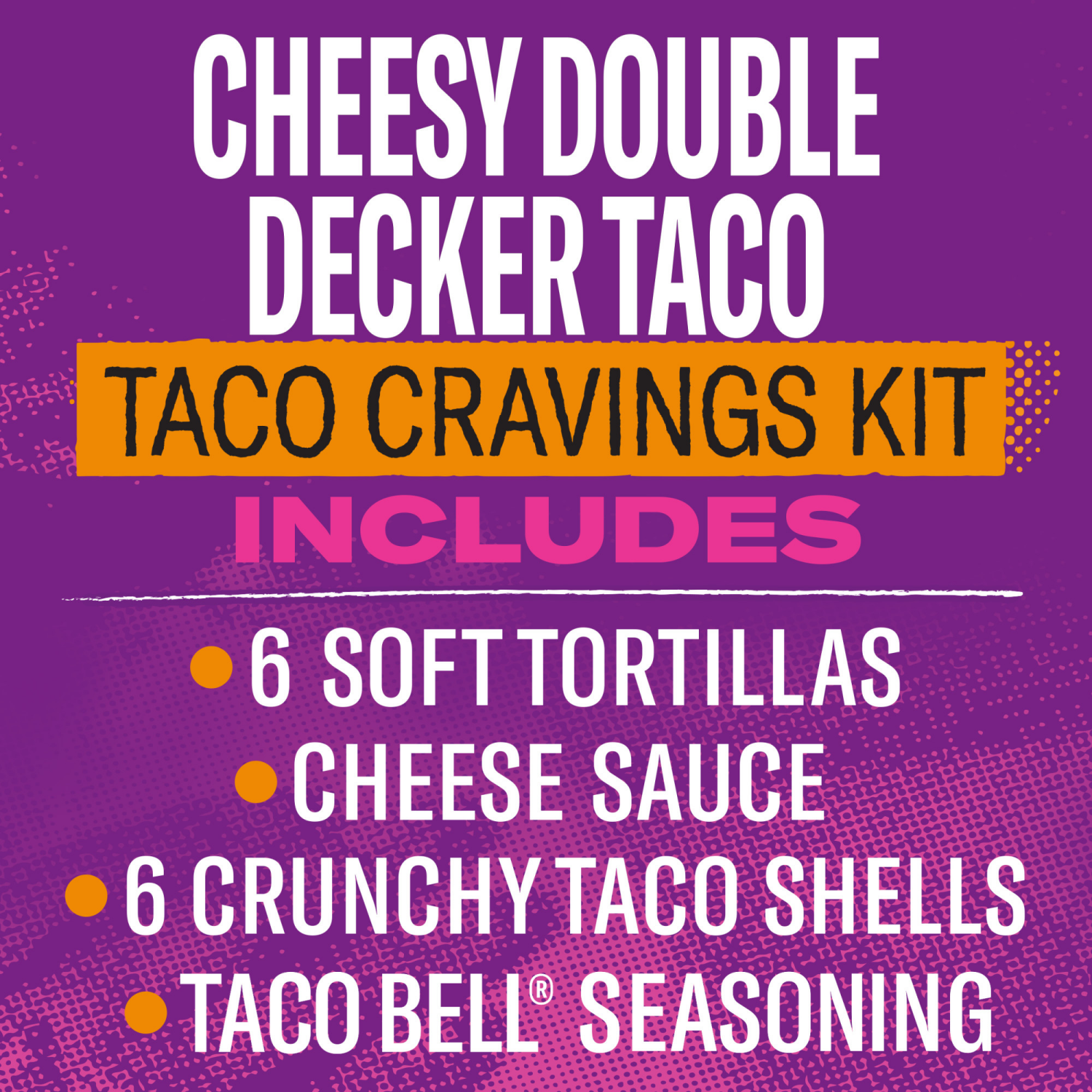 slide 2 of 8, Taco Bell Cheesy Double Decker Taco Dinner Kit with 6 Soft Tortillas, 6 Crunchy Taco Shells, Velveeta Cheese Sauce & Seasoning, 14 oz Box, 14 oz