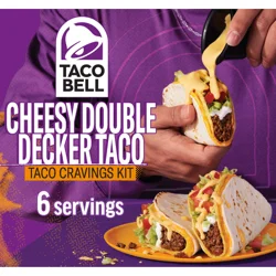 Taco Bell Cheesy Double Decker Taco Dinner Kit with 6 Soft Tortillas, 6 Crunchy Taco Shells, Velveeta Cheese Sauce & Seasoning, 14 oz Box