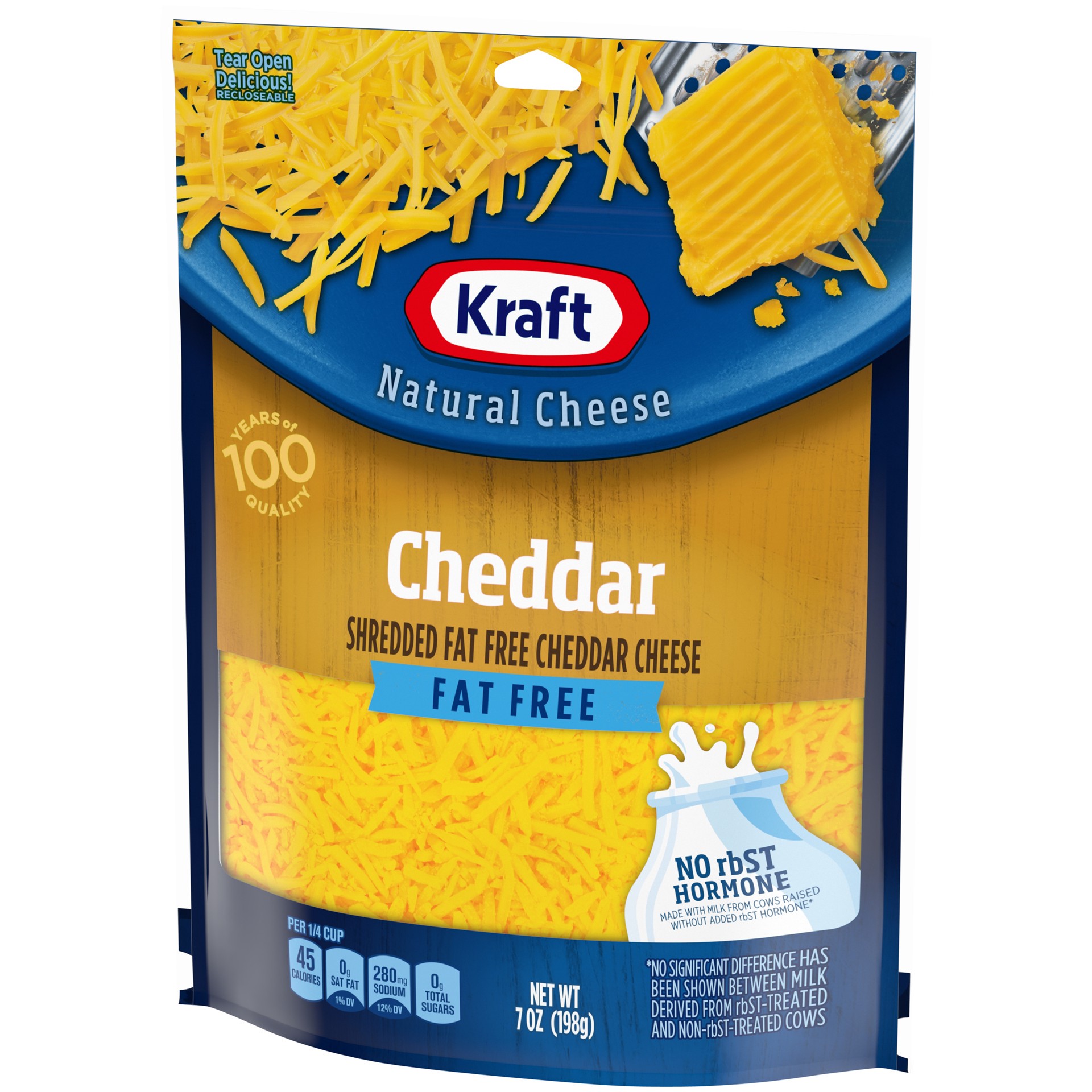 slide 5 of 10, Kraft Cheddar Fat Free Shredded Cheese, 7 oz