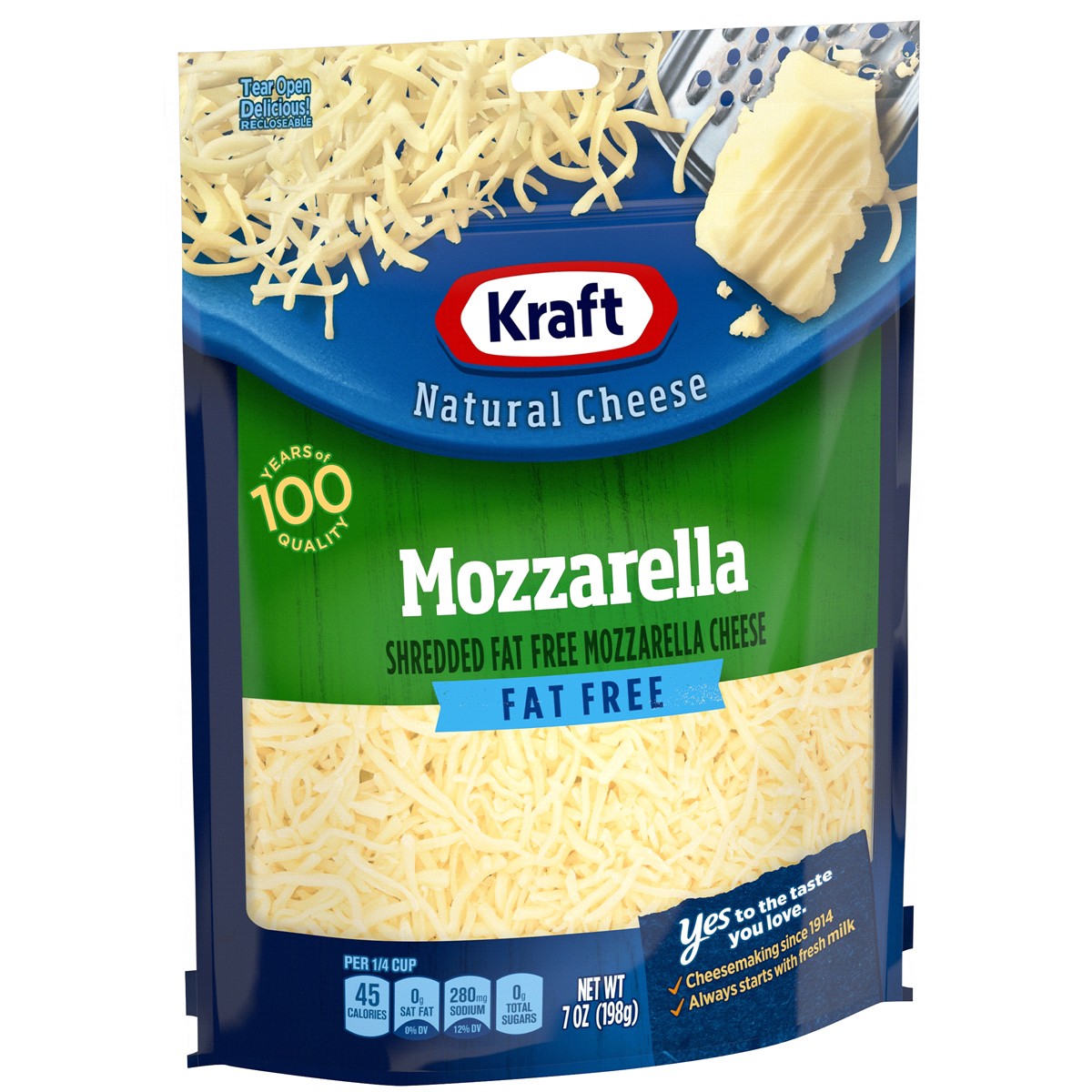 slide 11 of 13, Kraft Mozzarella Fat Free Shredded Cheese, 7 oz Bag, 7 oz