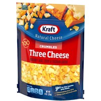 slide 10 of 13, Kraft Three Cheese Blend Cheese Crumbles, 8 oz Bag, 8 oz