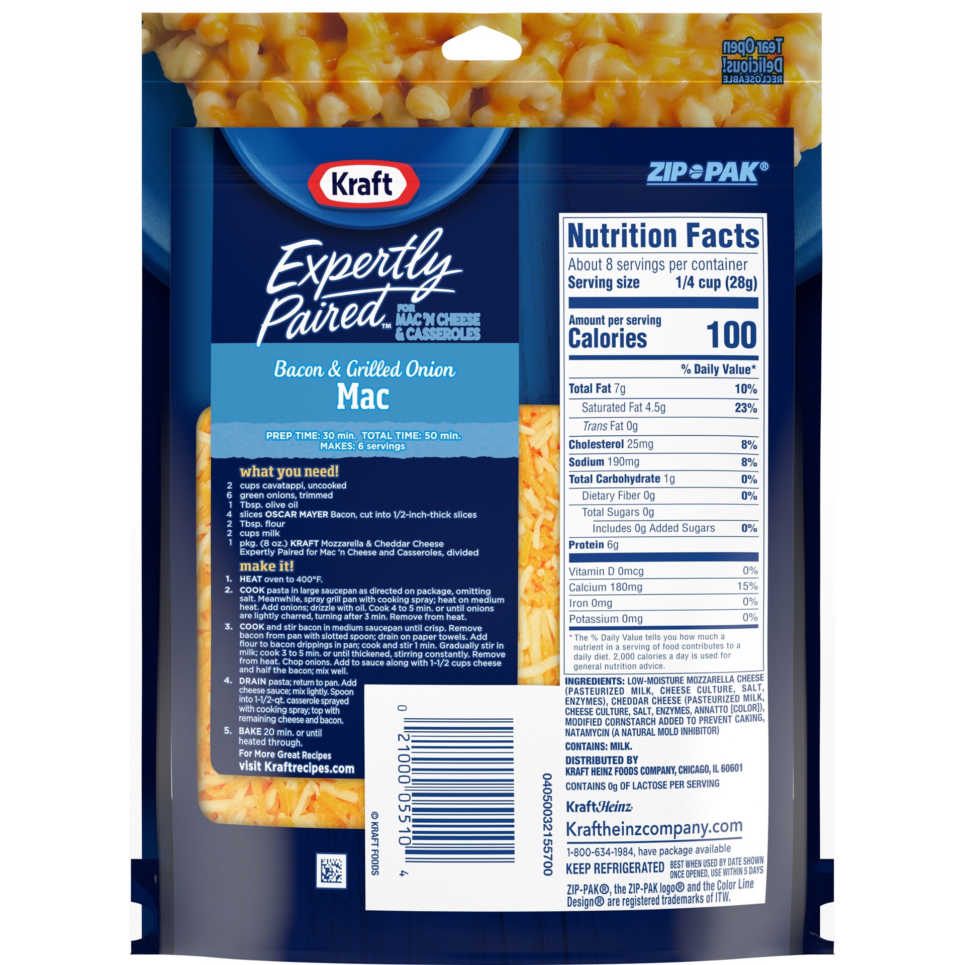 slide 8 of 9, Kraft Expertly Paired Mozzarella & Cheddar Shredded Cheese for Mac'N Cheese & Casseroles, 8 oz