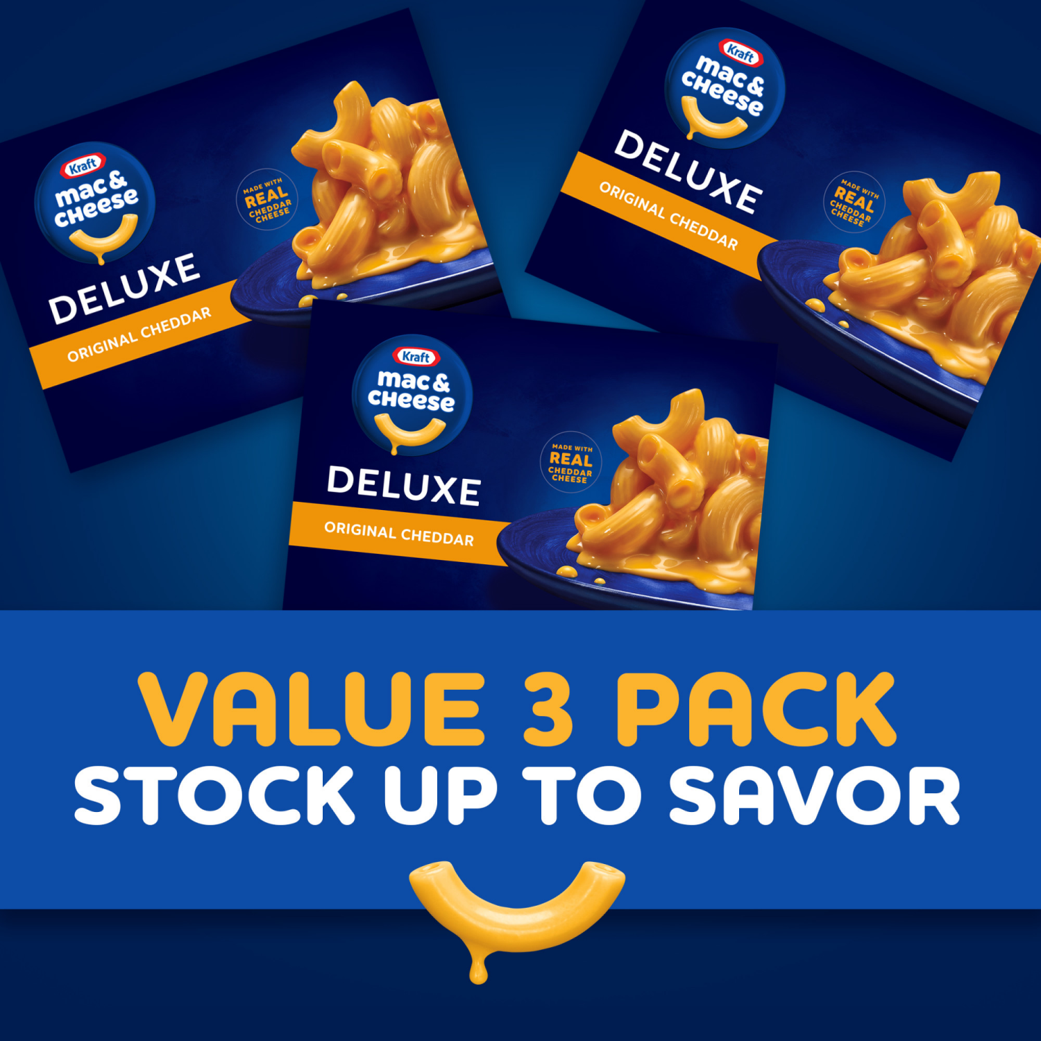 slide 2 of 8, Kraft Deluxe Original Mac & Cheese Macaroni and Cheese Dinner, 3 ct Pack, 14 oz Boxes, 3 ct