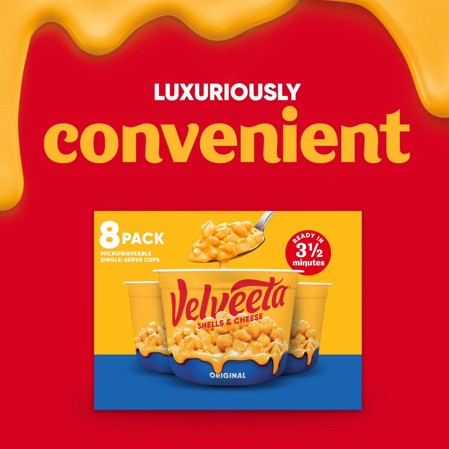 slide 8 of 8, Velveeta Shells & Cheese Original Microwaveable Shell Pasta & Cheese Sauce, 8 ct Box, 2.39 oz Cups, 8 ct