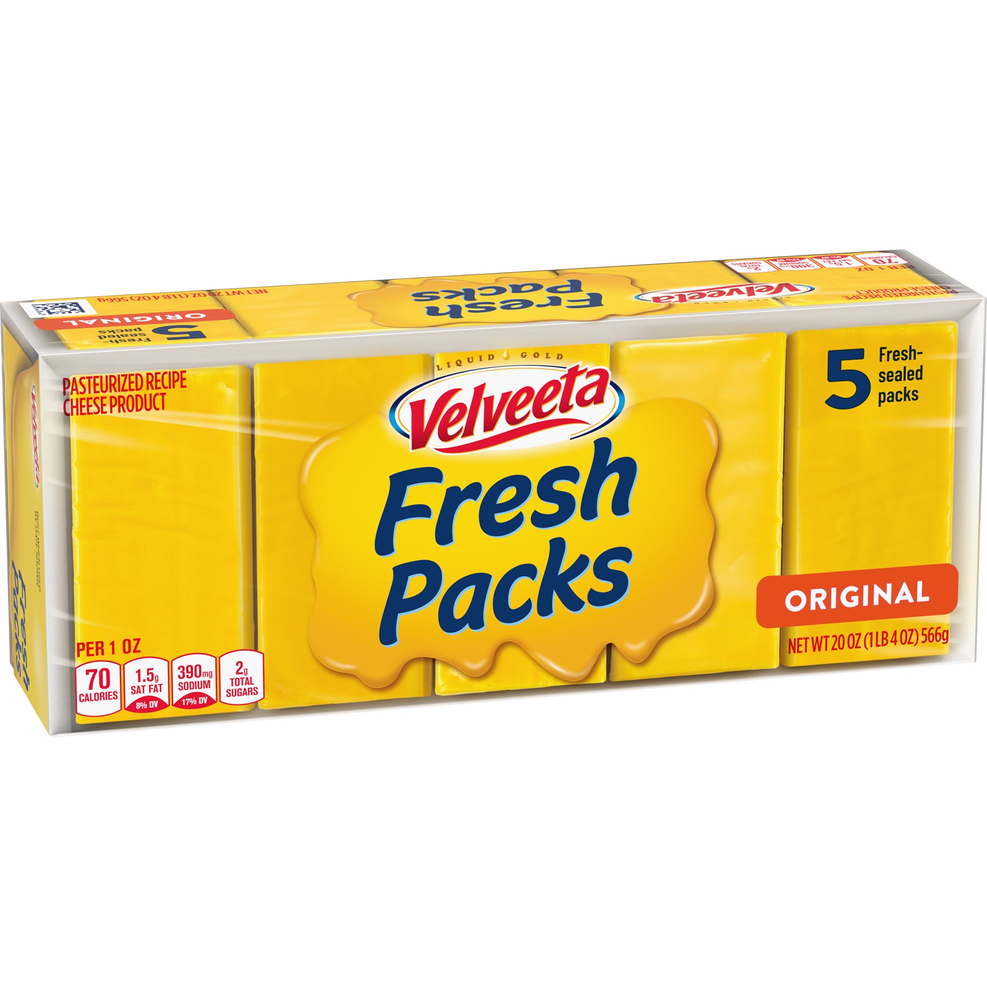 slide 2 of 5, Velveeta Fresh Packs Original Pasteurized Recipe Cheese Product Blocks Pack, 20 oz