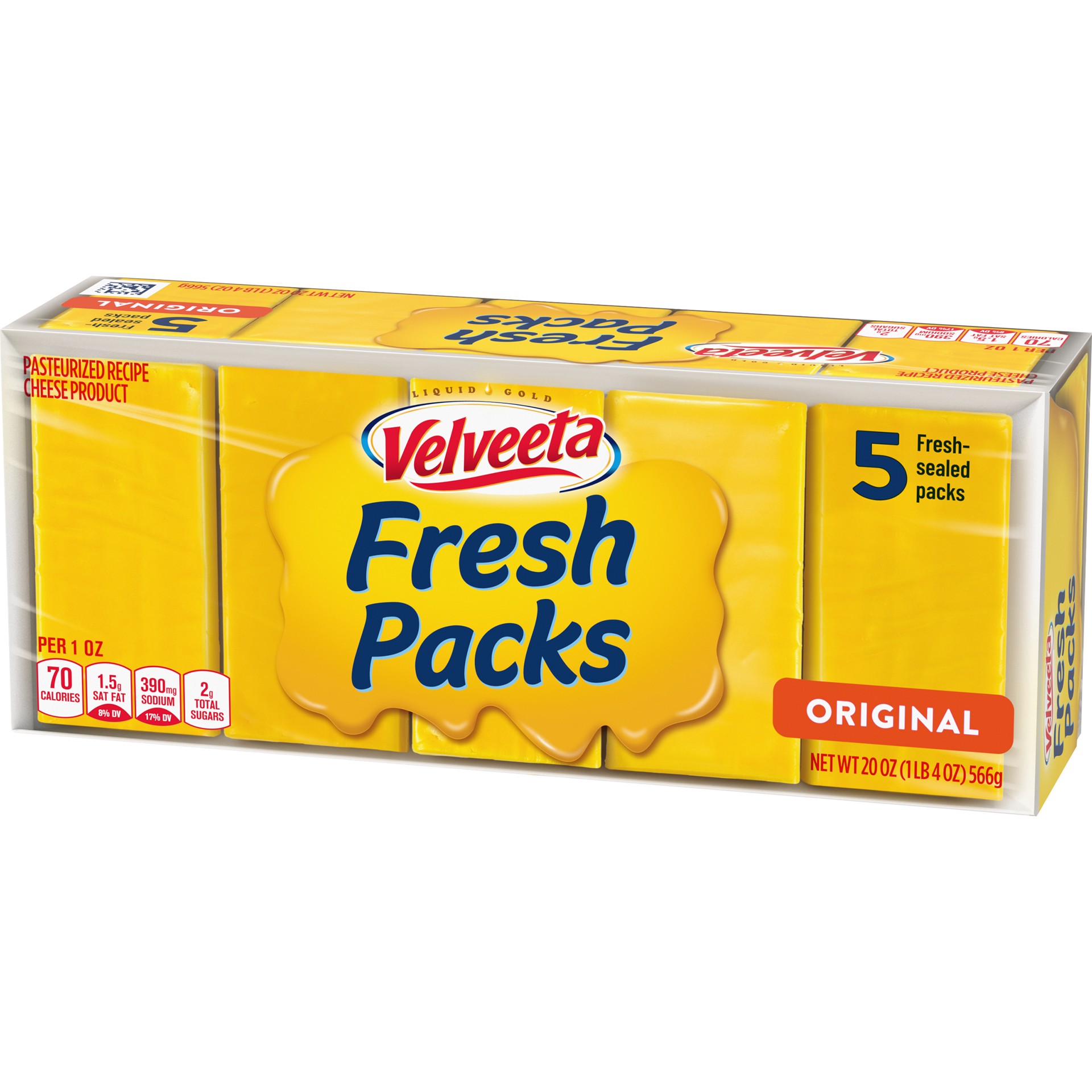 slide 4 of 5, Velveeta Fresh Packs Original Pasteurized Recipe Cheese Product Blocks Pack, 20 oz