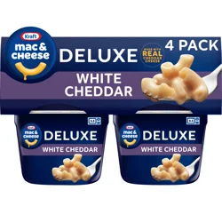 Kraft Deluxe Mac and Cheese, 4 Cups, for Easy Dinner or Dinner Sides, White Cheddar, No Artificial Flavors or Dyes, 2.39 oz