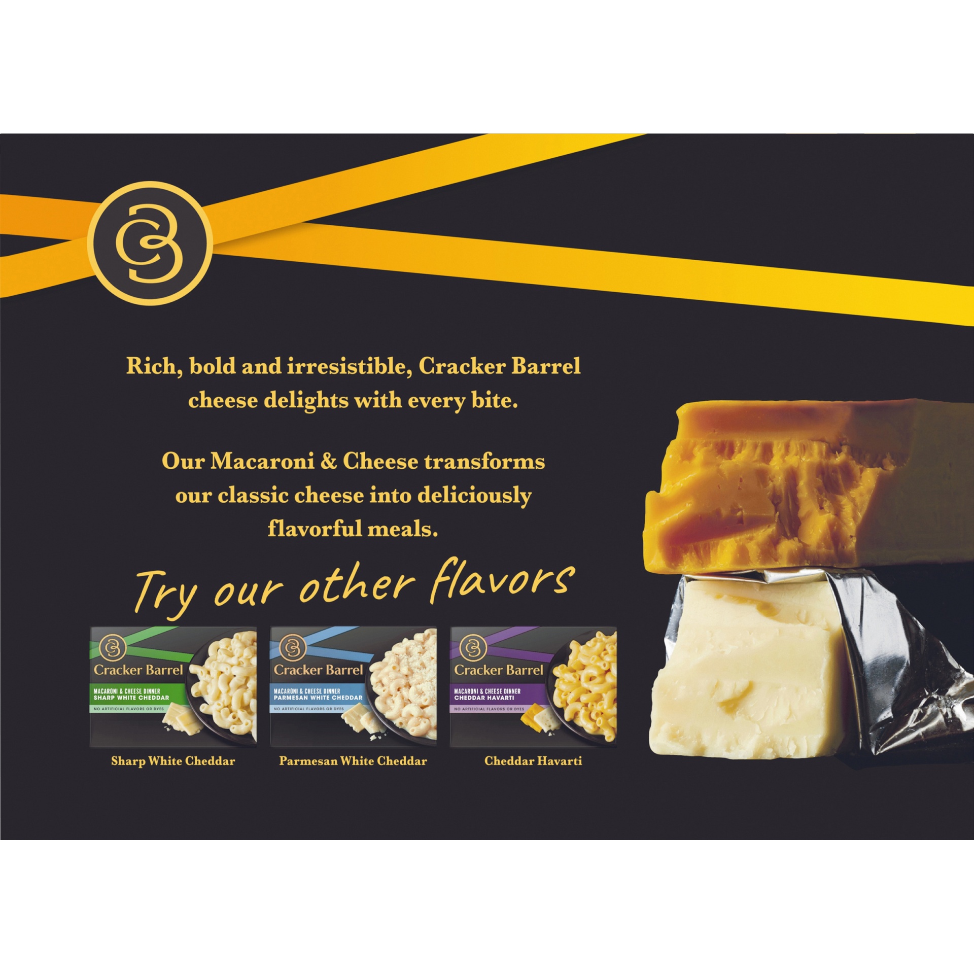 slide 2 of 6, Cracker Barrel Sharp Cheddar Macaroni & Cheese Dinner Pack, 28 oz