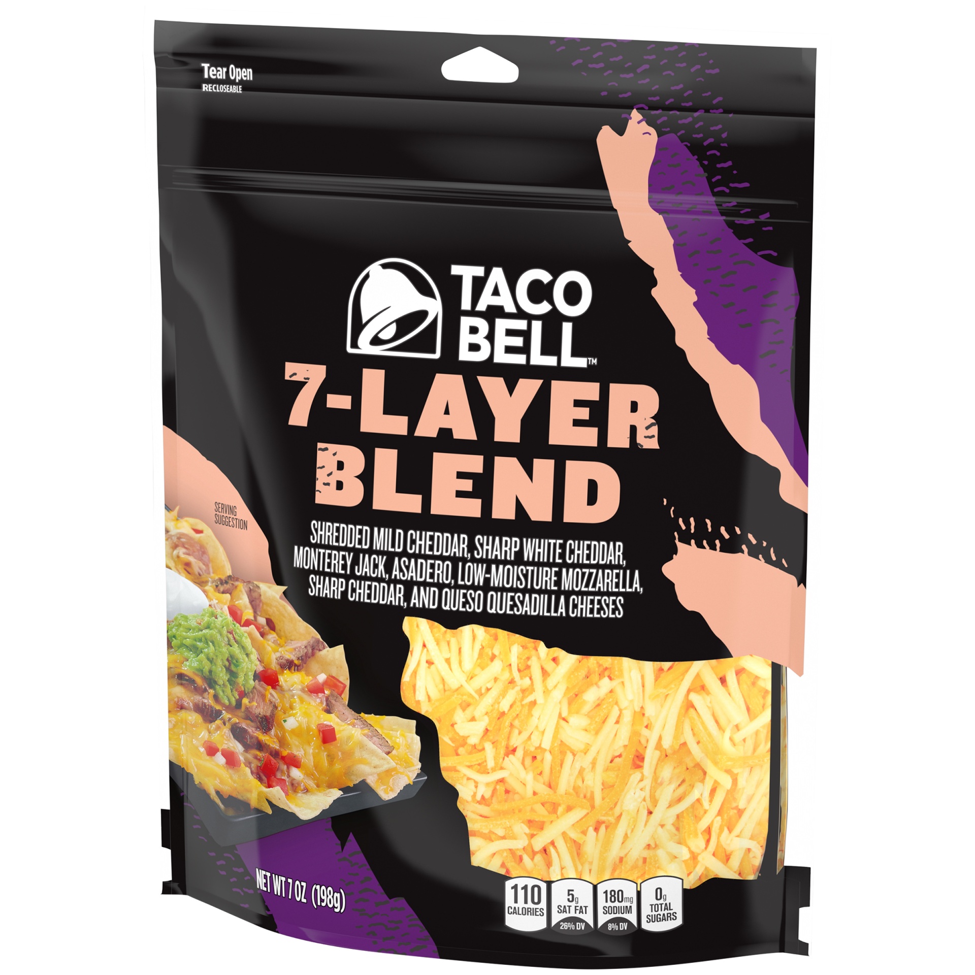 slide 4 of 6, Taco Bell 7-Layer Shredded Cheese Blend, 7 oz
