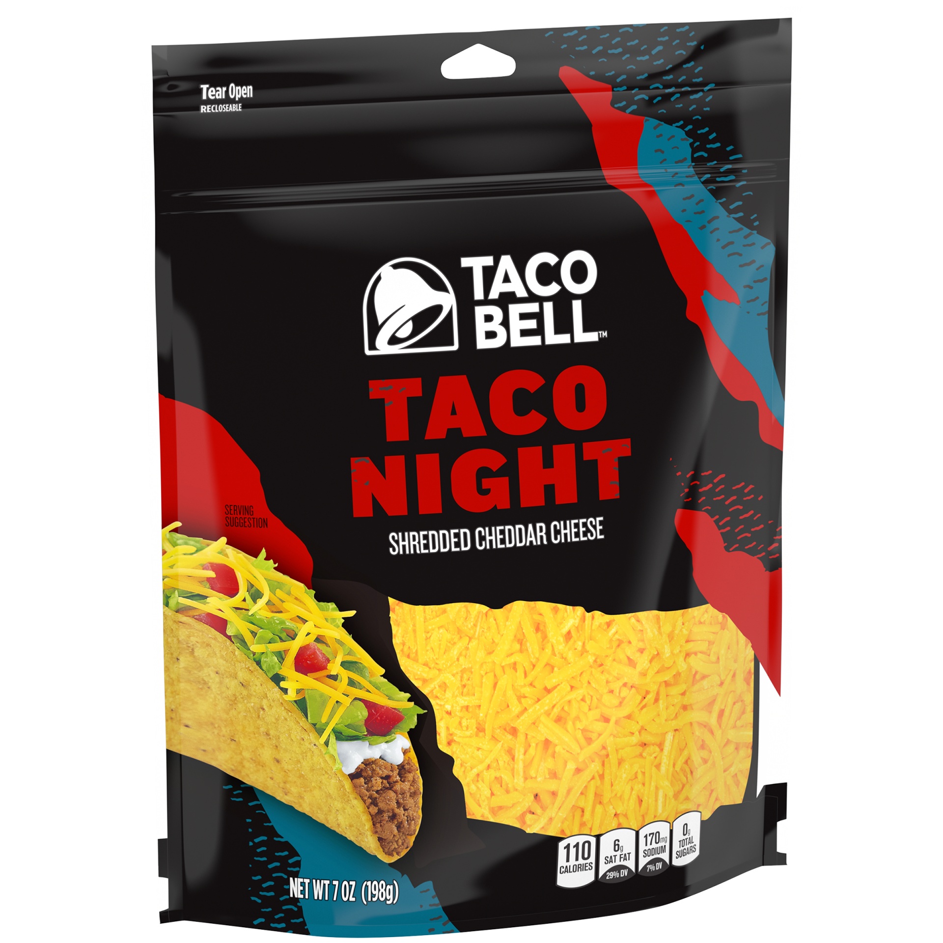 slide 5 of 6, Taco Bell Taco Night Cheddar Shredded Cheese, 7 oz Bag, 7 oz