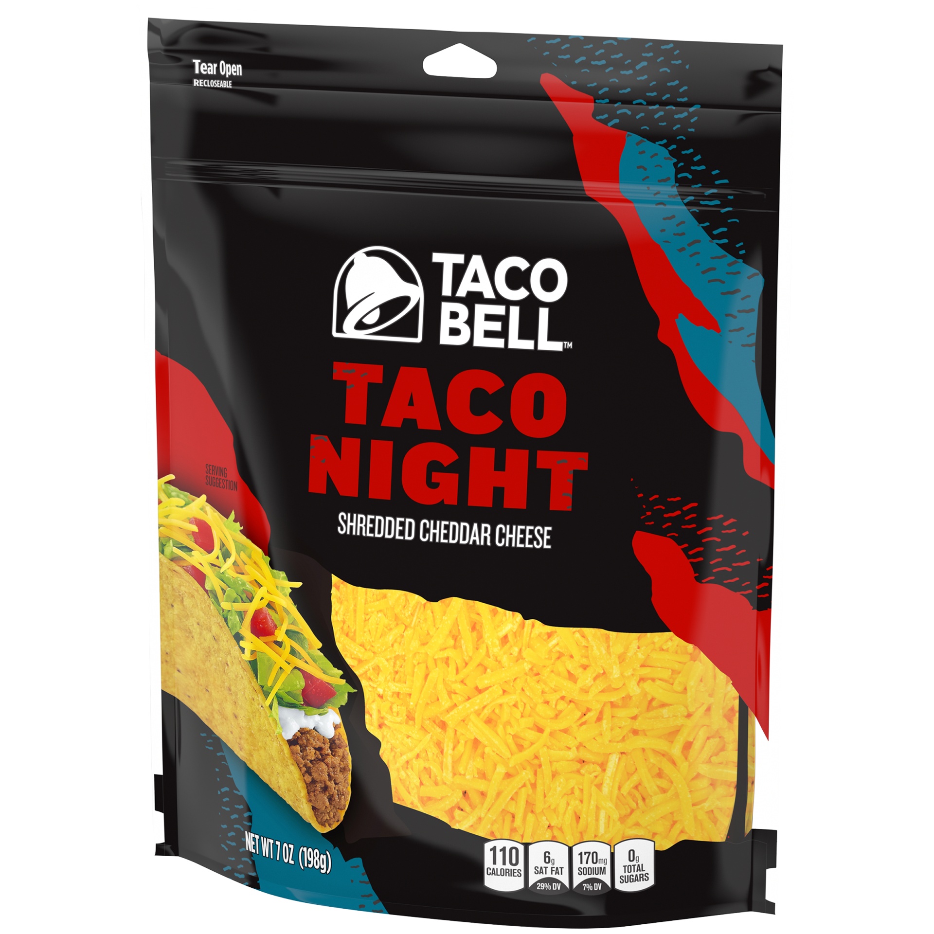 slide 6 of 6, Taco Bell Taco Night Cheddar Shredded Cheese, 7 oz Bag, 7 oz