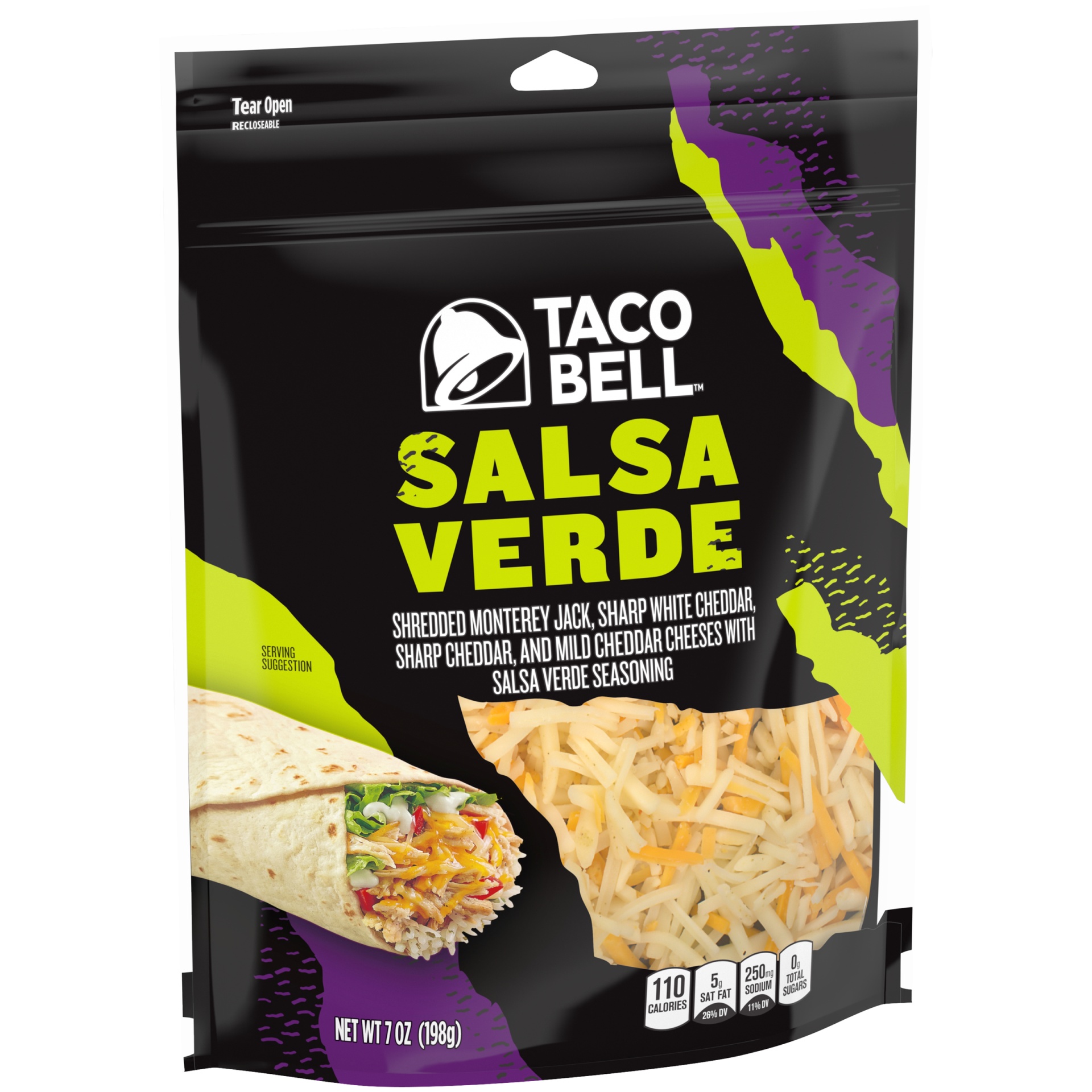 slide 2 of 6, Taco Bell Salsa Verde Shredded Cheese, 7 oz