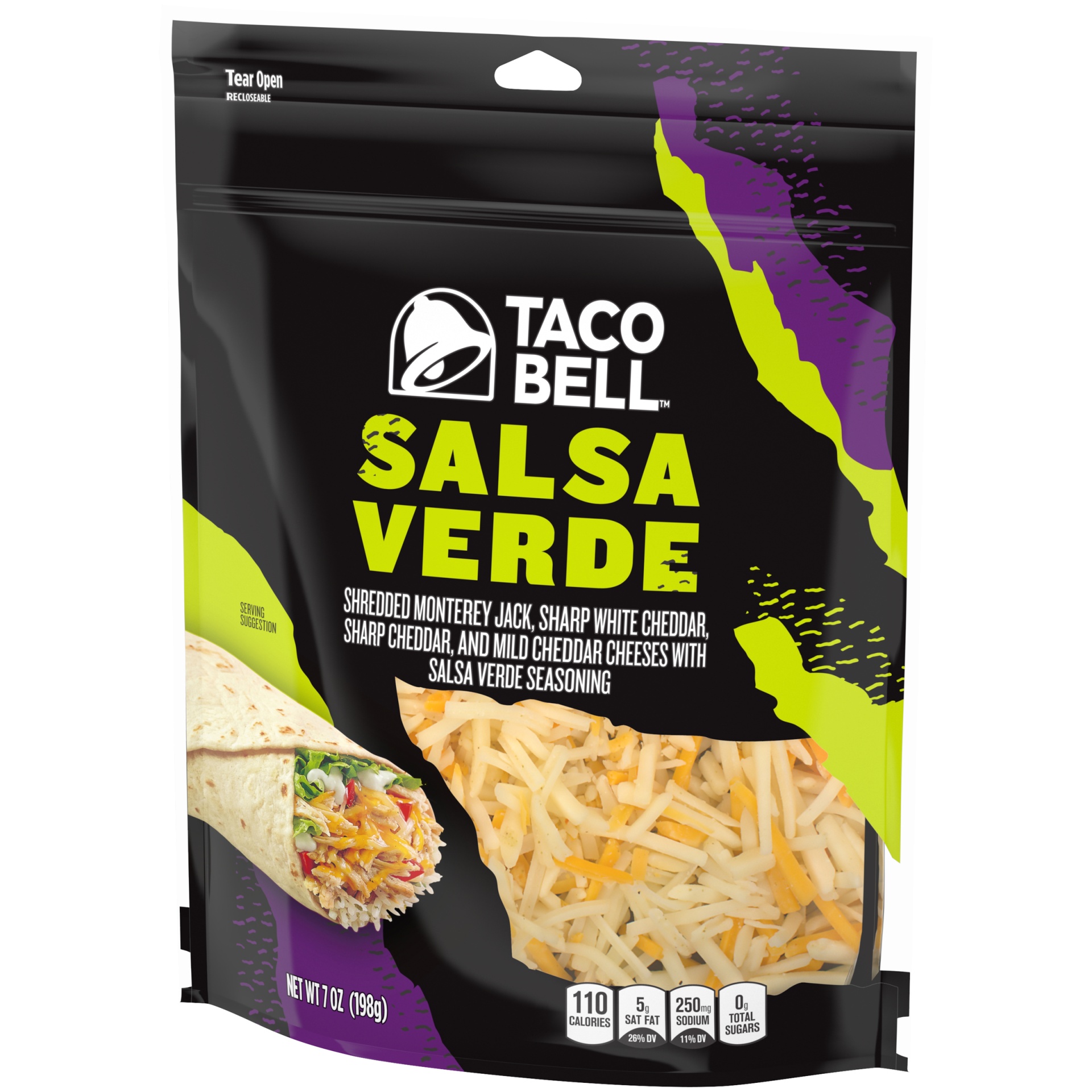 slide 3 of 6, Taco Bell Salsa Verde Shredded Cheese, 7 oz