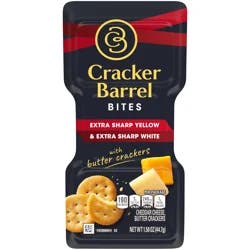 Cracker Barrel Bites Extra Sharp Yellow Cheese, Extra Sharp White Cheddar Cheese, & Butter Crackers Snack Kit