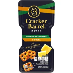 Cracker Barrel Bites with Vermont Sharp White Cheddar & Gouda Cheese with Pretzel Chips, 1.59 oz Tray