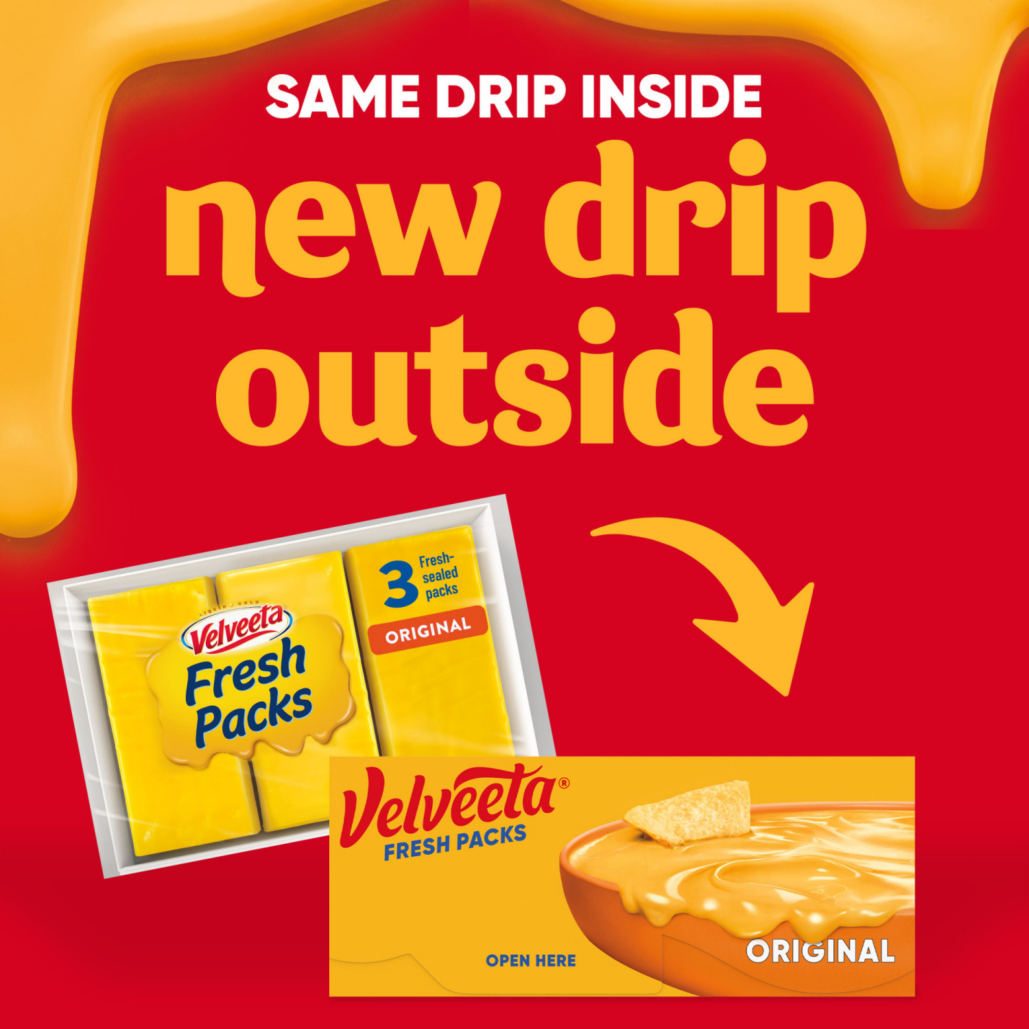 slide 6 of 8, Velveeta Fresh Packs Original Original Cheese 3 Packs 3 ea, 3 ct