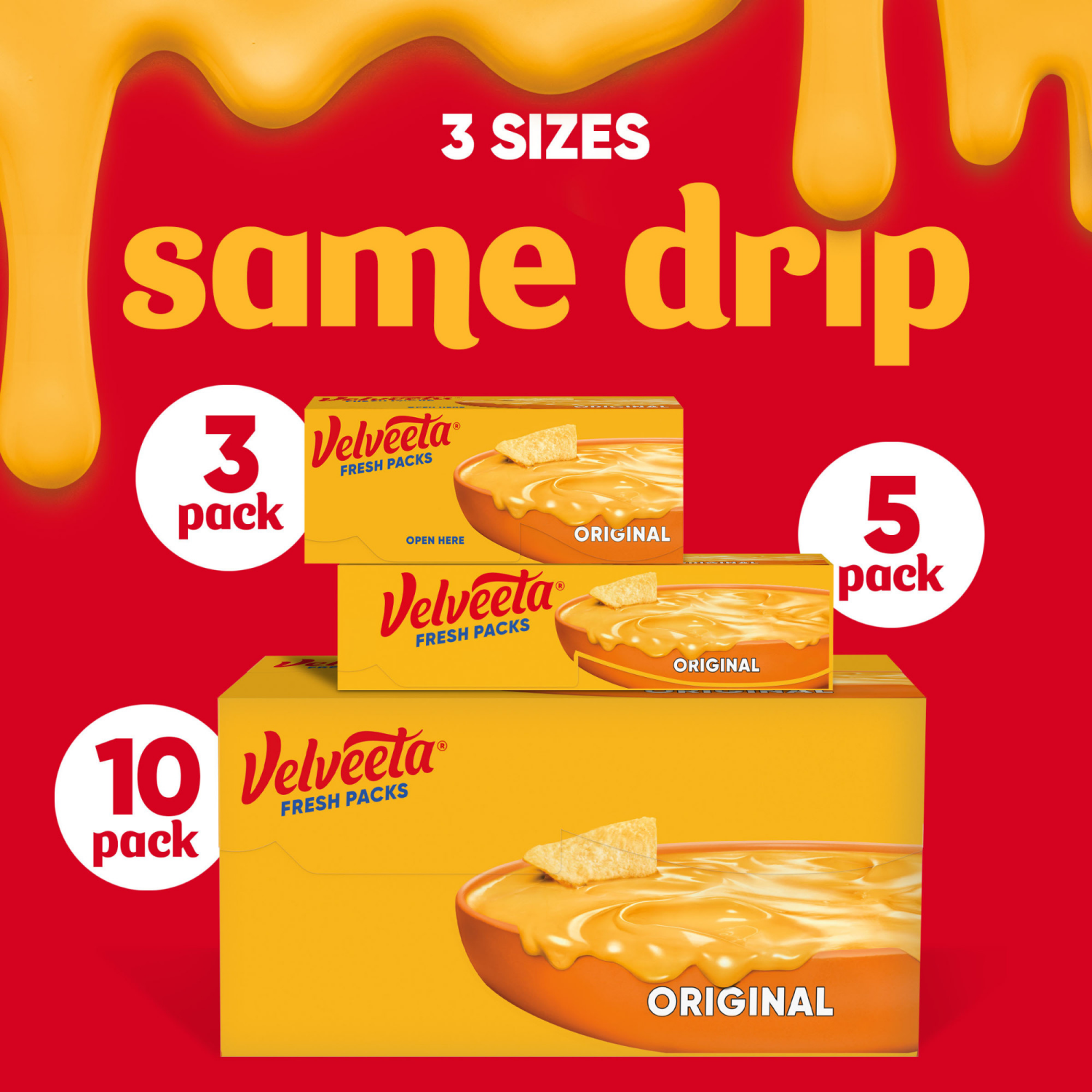 slide 8 of 8, Velveeta Fresh Packs Original Original Cheese 3 Packs 3 ea, 3 ct