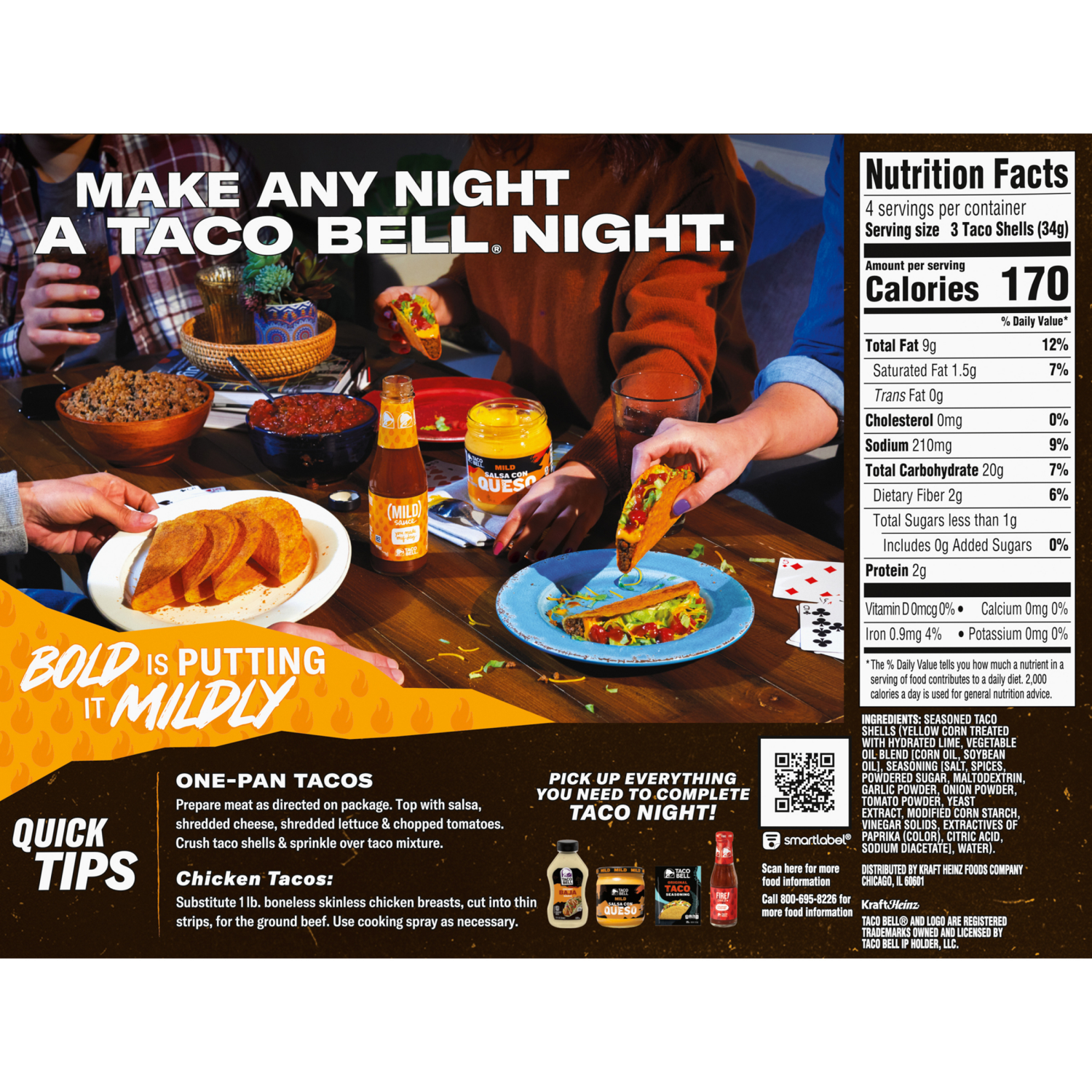 slide 3 of 8, Taco Bell Mild Seasoned Flavor Crunchy Taco Shells, 12 ct, 4.8 oz Box, 12 ct