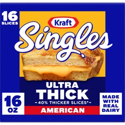 Kraft Singles Ultra Thick American Cheese Slices, 16 ct Pack