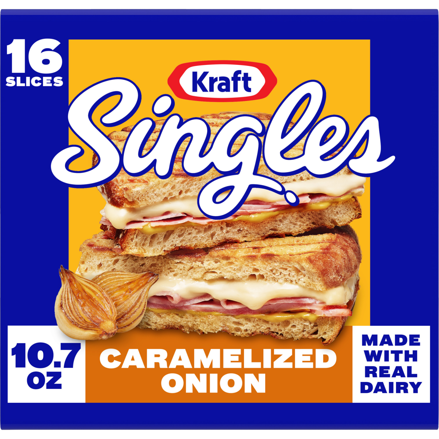 slide 1 of 8, Kraft Singles Caramelized Onion Flavored Slices, 10.7 oz, 16 ct Pack, 16 ct