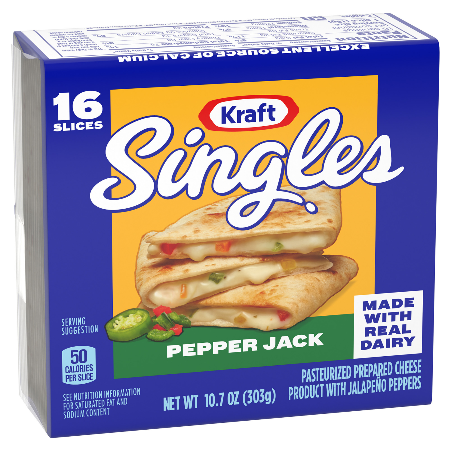 slide 7 of 8, Kraft Singles Slices Pepper Jack Cheese Slices 16 ea, 16 ct