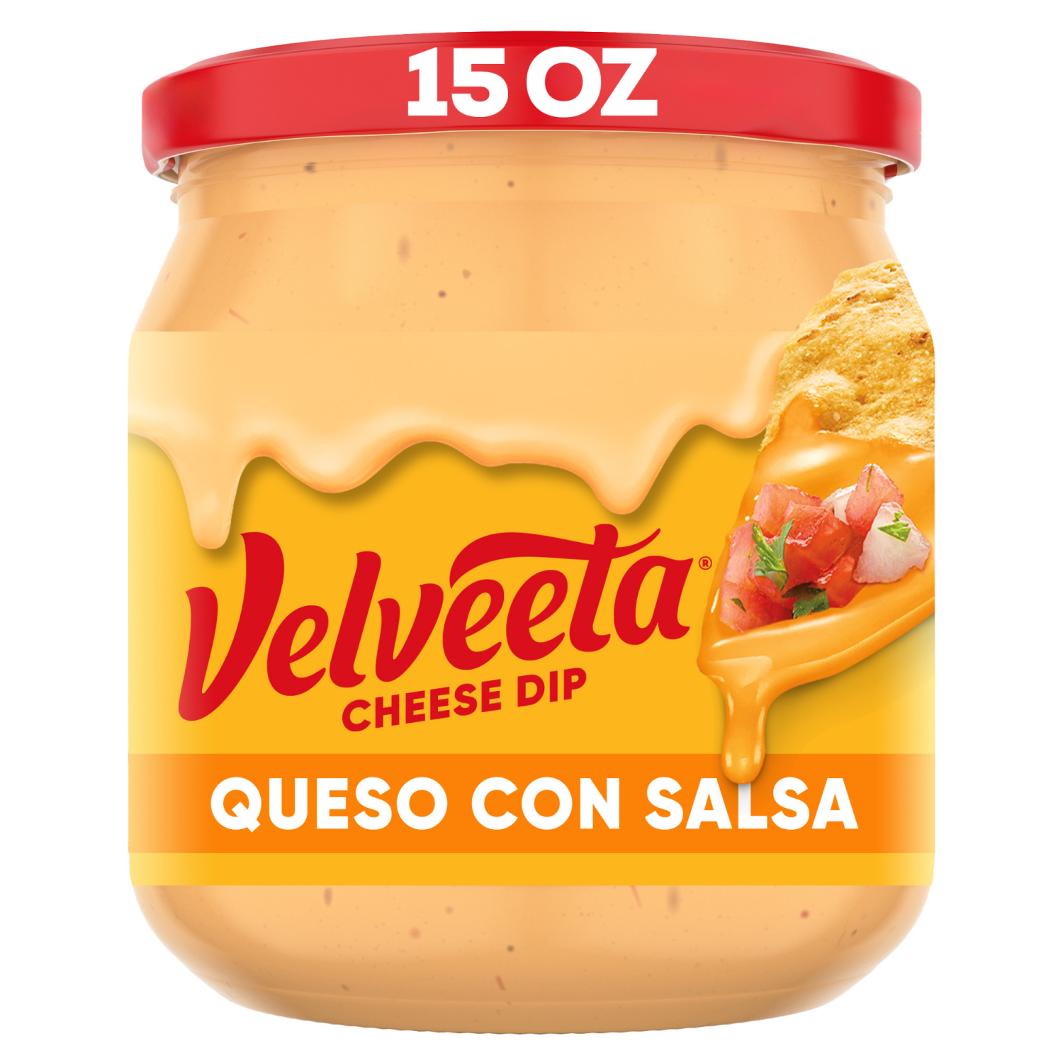 slide 1 of 8, Velveeta Queso con Salsa Cheese Dip, 15 oz Jar, 15 oz