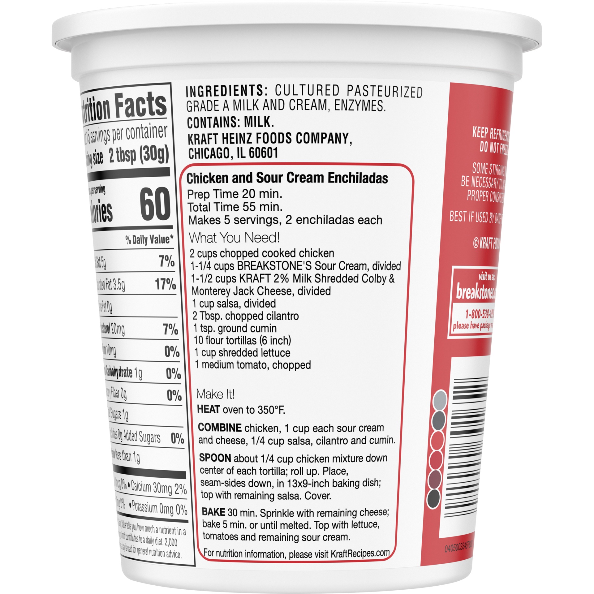 slide 7 of 8, Breakstone's All Natural Sour Cream, 8 oz